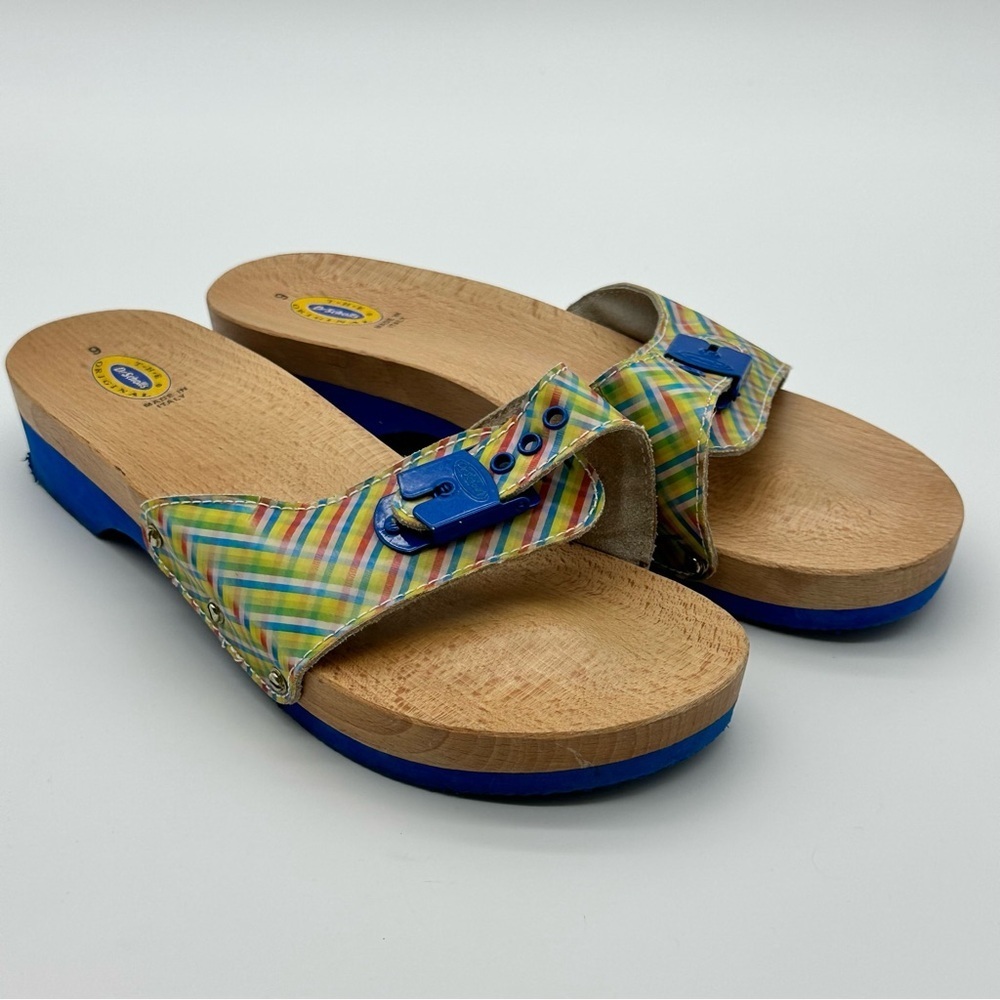 Dr. Scholl's Original Plaid Sandals with Wood Soles